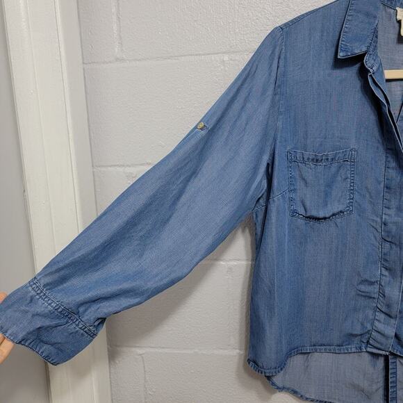 Andrea Jovine Chambray Top 1x Blue Lyocell 688 - Picture 4 of 11